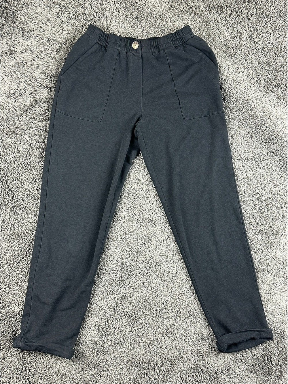 Amour Vert Pants S Black Organic Cotton Modal Jogger Tapered High Rise Pocket US